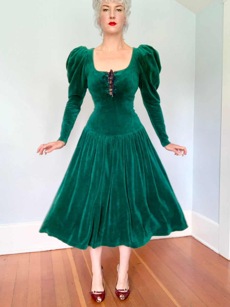 1980s “Betsey Johnson” Punk Label Stretch Velvet Corset Bodice Dress – butchwaxvintage