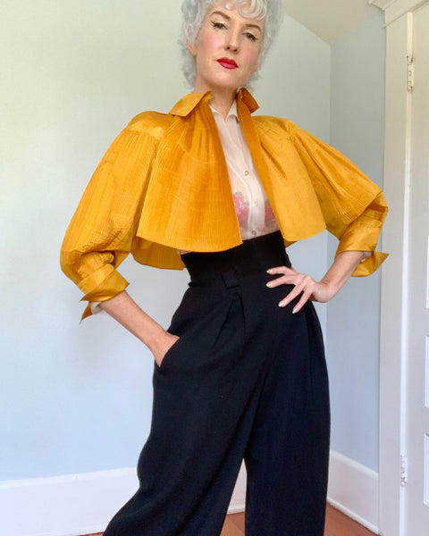 1950s Designer Rare “Tina Leser” Accordion Pleated Silk Bolero
