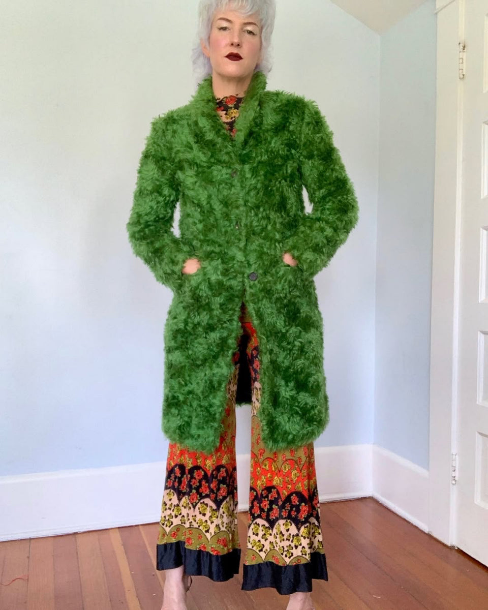 prada 2007aw 比翼デザインコート Runway F/W 2007 “Prada” Green Mohair 'Muppet' Coat – butchwaxvintage