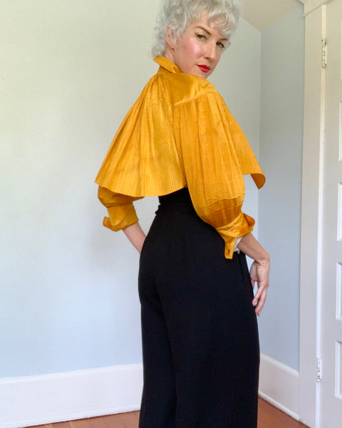 1950s Designer Rare “Tina Leser” Accordion Pleated Silk Bolero