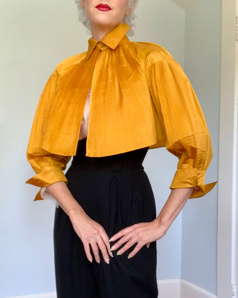 1950s Designer Rare “Tina Leser” Accordion Pleated Silk Bolero