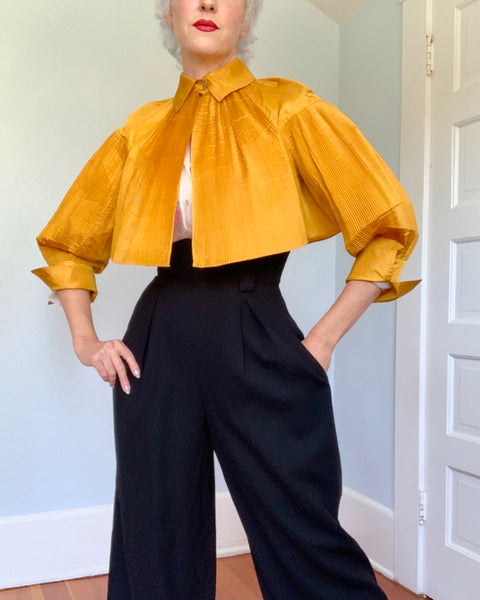 1950s Designer Rare “Tina Leser” Accordion Pleated Silk Bolero