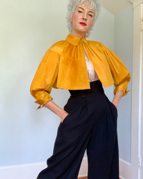 1950s Designer Rare “Tina Leser” Accordion Pleated Silk Bolero