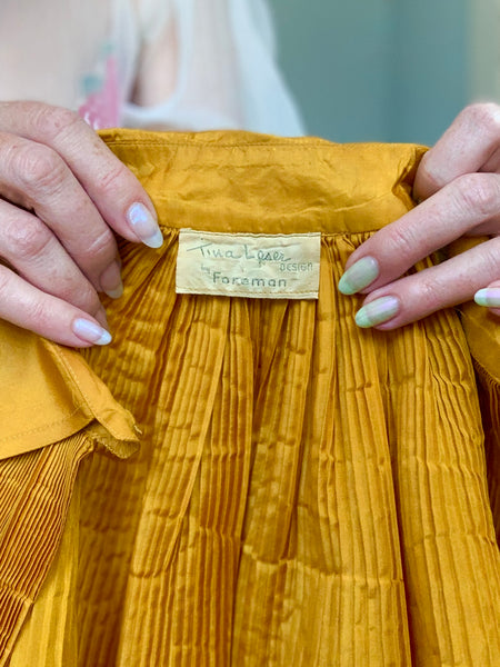 1950s Designer Rare “Tina Leser” Accordion Pleated Silk Bolero
