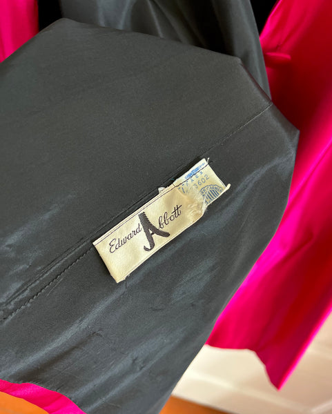 1950s Designer “Edward Abbott” Peau de Soie Silk Trapeze Coat