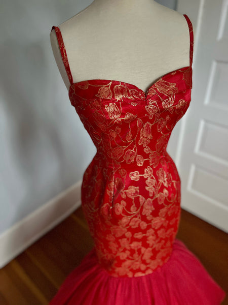 1950s Silk Brocade Mermaid Gown