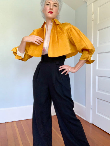1950s Designer Rare “Tina Leser” Accordion Pleated Silk Bolero