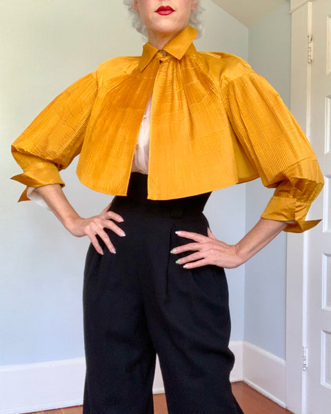 1950s Designer Rare “Tina Leser” Accordion Pleated Silk Bolero