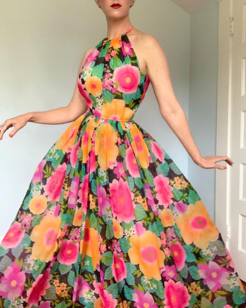 Insanely Fabulous 1960s Extreme Palazzo Leg Halter Jumpsuit by “You’ve Come A Long Way Baby by Jay Morley”