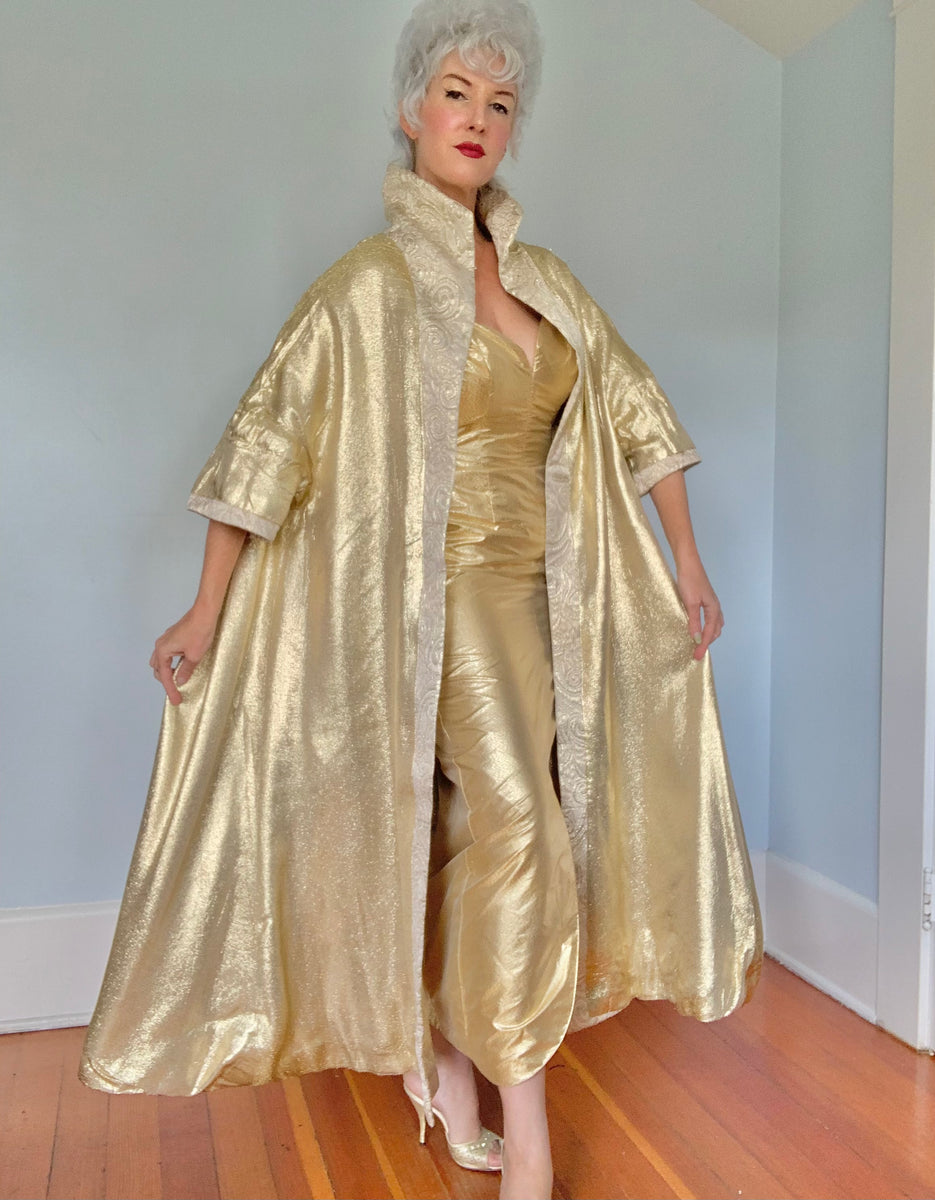 Dramatic 1950s Gold Silk Brocade Opera Coat – butchwaxvintage