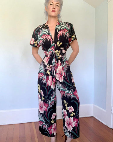 1940s Inspired Cold Rayon Palazzo Jumpsuit by “Karen Alexander”