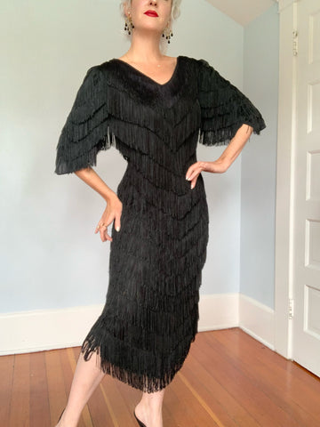 1970s Fully Fringed Cocktail Dress