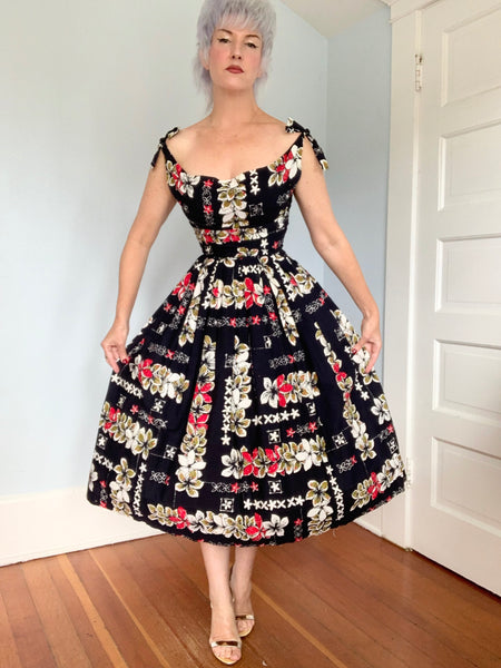 1950s “Surf n’ Sand” Hawaiian Cotton Sundress