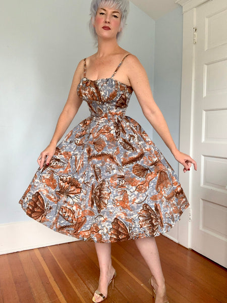 Deadstock 1950s “Nani of Hawaii” Painted Sealife Print Cotton Hawaiian Sundress Set