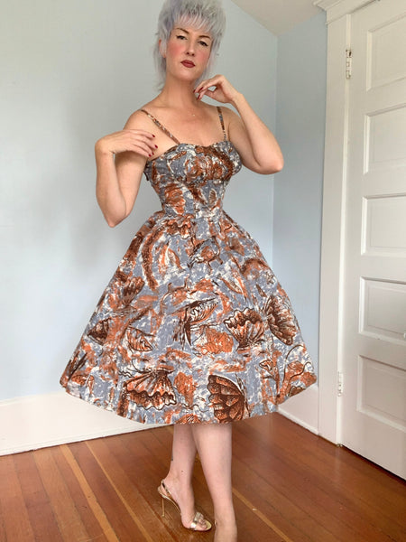 Deadstock 1950s “Nani of Hawaii” Painted Sealife Print Cotton Hawaiian Sundress Set