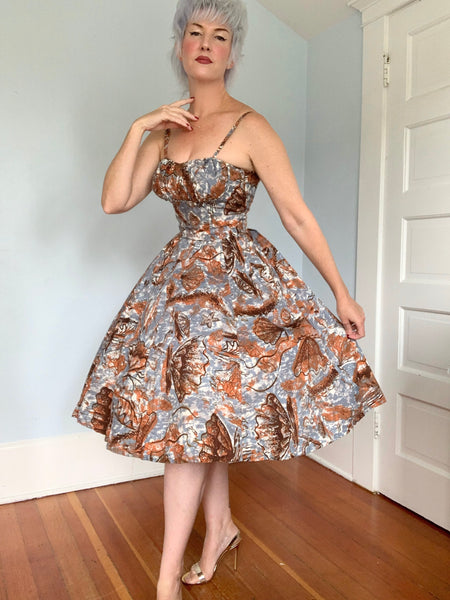 Deadstock 1950s “Nani of Hawaii” Painted Sealife Print Cotton Hawaiian Sundress Set