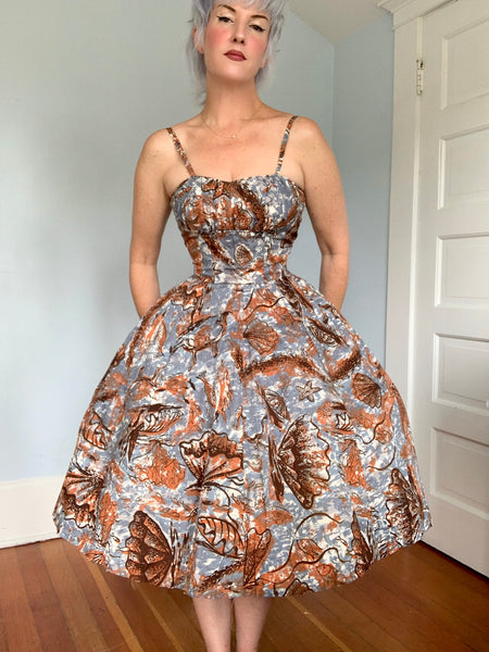 Deadstock 1950s “Nani of Hawaii” Painted Sealife Print Cotton Hawaiian Sundress Set