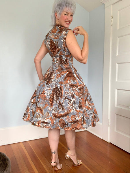 Deadstock 1950s “Nani of Hawaii” Painted Sealife Print Cotton Hawaiian Sundress Set