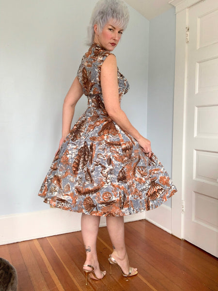 Deadstock 1950s “Nani of Hawaii” Painted Sealife Print Cotton Hawaiian Sundress Set