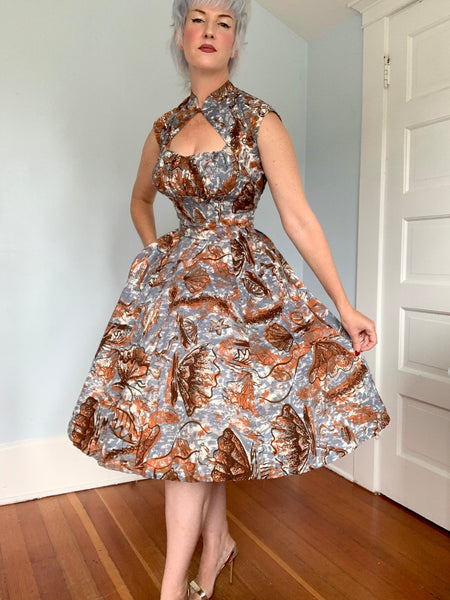 Deadstock 1950s “Nani of Hawaii” Painted Sealife Print Cotton Hawaiian Sundress Set