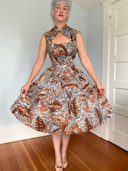 Deadstock 1950s “Nani of Hawaii” Painted Sealife Print Cotton Hawaiian Sundress Set