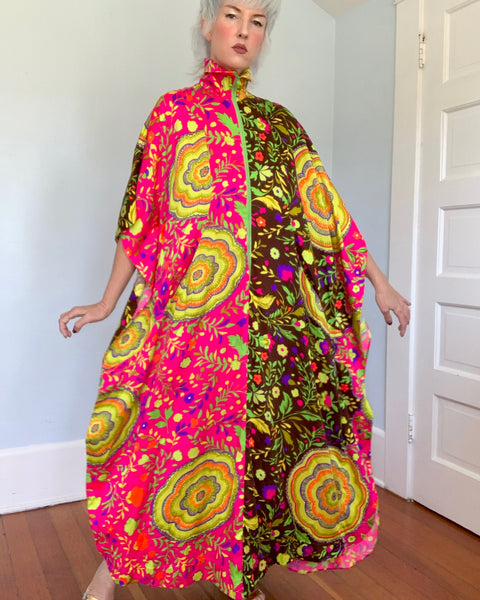 UNREAL 1960s Neon Psychedelic Caftan by “Greencastle of California”