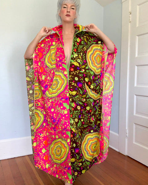 UNREAL 1960s Neon Psychedelic Caftan by “Greencastle of California”