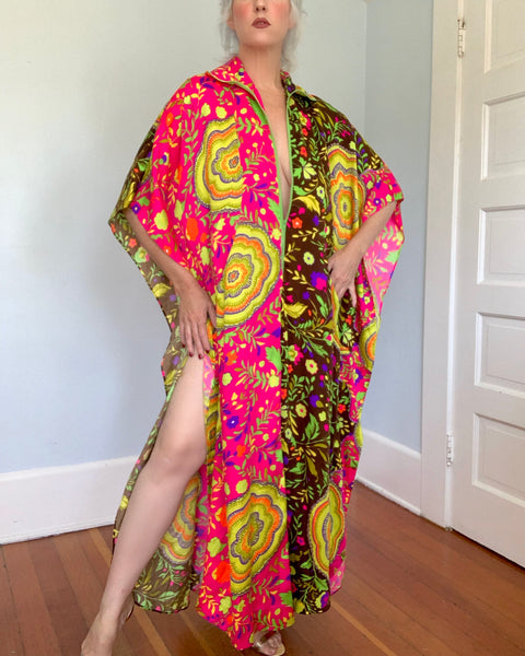 UNREAL 1960s Neon Psychedelic Caftan by “Greencastle of California”