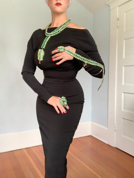 Custom Made Mardi Gras Rhinestone Snake 5 Piece Jewelry Set