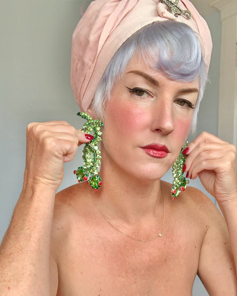 Custom Made Mardi Gras Rhinestone Snake 5 Piece Jewelry Set