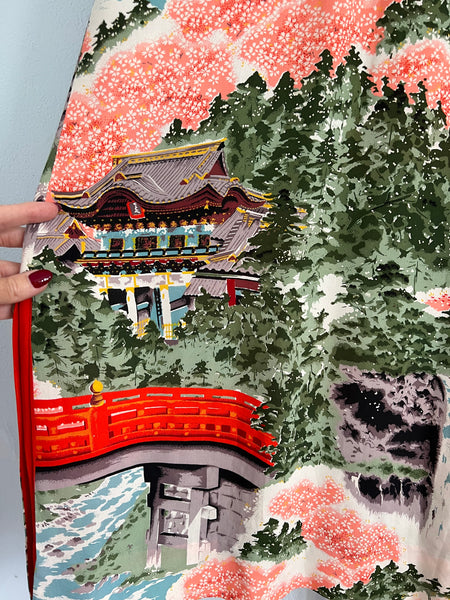 1940s Silk Crepe Custom Made Hawaiian Pake Muu