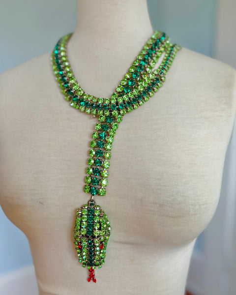 Custom Made Mardi Gras Rhinestone Snake 5 Piece Jewelry Set