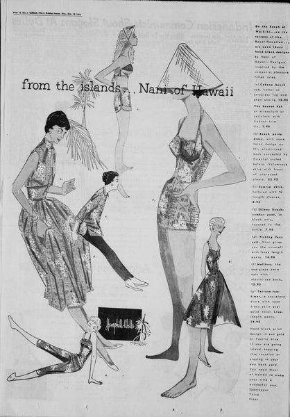 Deadstock 1950s “Nani of Hawaii” Painted Sealife Print Cotton Hawaiian Sundress Set