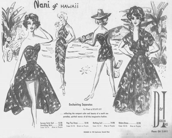 Deadstock 1950s “Nani of Hawaii” Painted Sealife Print Cotton Hawaiian Sundress Set