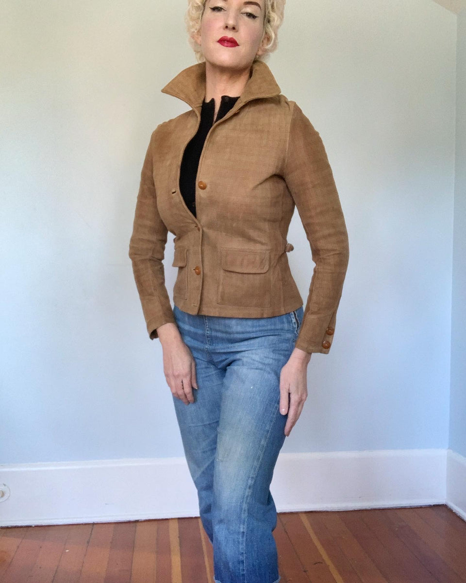 1930s Goatskin Suede Cossack Jacket with Side Cinch Buckles by