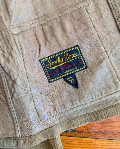 1930s Goatskin Suede Cossack Jacket with Side Cinch Buckles by "Scully Bros. Fine Leather Goods of Los Angeles"