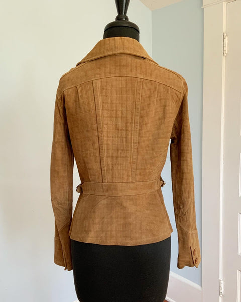 1930s Goatskin Suede Cossack Jacket with Side Cinch Buckles by "Scully Bros. Fine Leather Goods of Los Angeles"