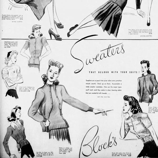 1930s Hand Knit “Lillian Frelich of Atlantic City” Chenille & Angora Sweater