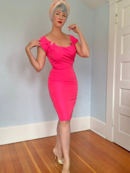 1950s Hot Pink Raw Silk Cocktail Set by “Sydney North California”