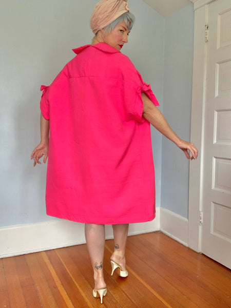 1950s Hot Pink Raw Silk Cocktail Set by “Sydney North California”