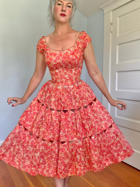 1950s Cut Out Custom Made Cotton Sundress