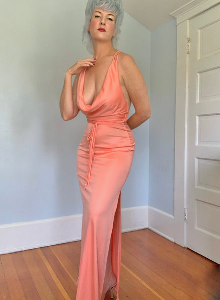 1970s “Funky” Plunging Jersey Disco Gown