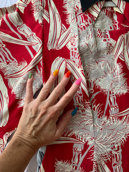 1940s Rayon Hawaiian Pake Muu by “An Original Hawaiian Togs”