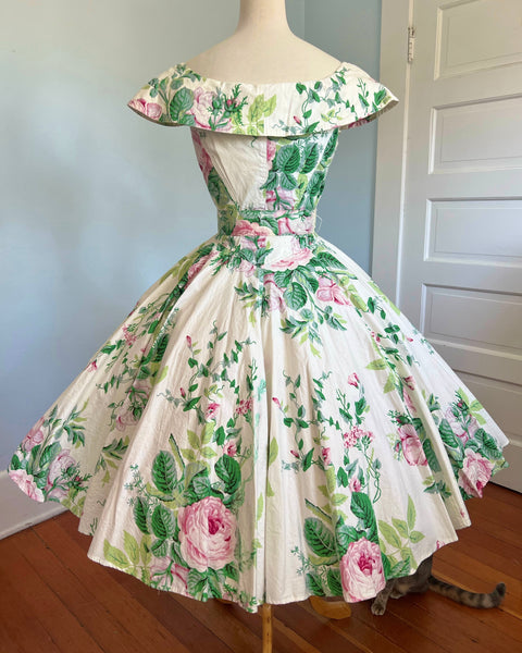 1980s English Rose Sundress w/ Belt by “Karen Alexander”