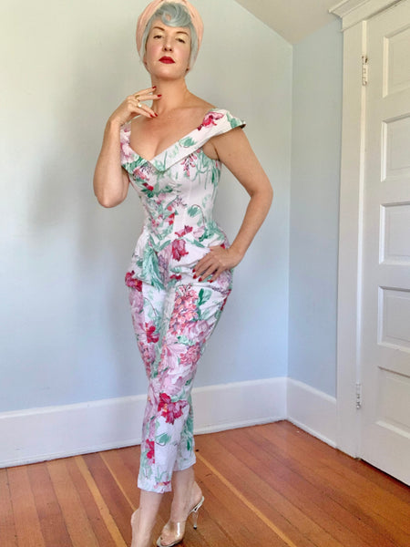 1980s “Karen Alexander” Floral Jumpsuit