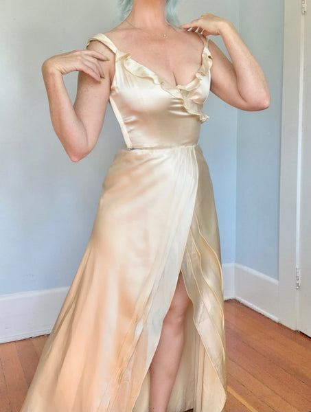 Late 1930s Custom Silk Wedding Gown