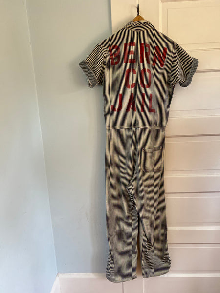 Rare Womens Prison 1930s/40s Bern Co Prison Cotton Denim Jumpsuit