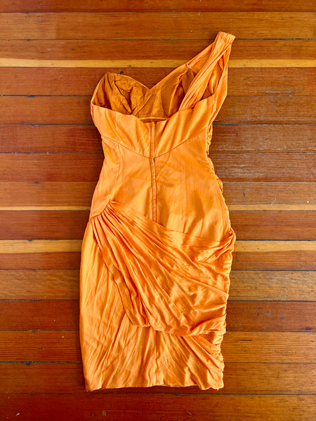 1960s Draped Rayon Jersey Bombshell Dress