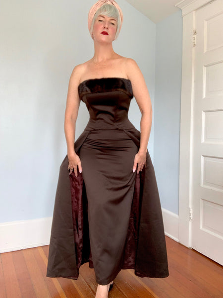 1990s does 1950s “Victor Costa” Mink Trimmed Evening Ensemble