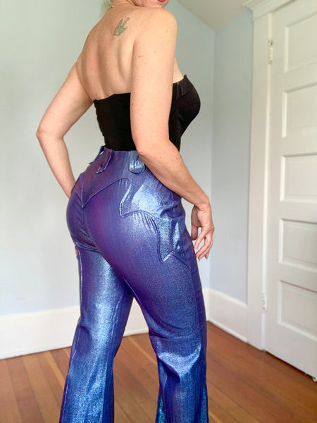1960s Periwinkle Liquid Lurex Western Pants by “Trail Ridge Westerns”